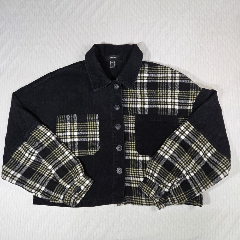 Forever 21 Black and White Plaid Utility Jacket